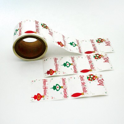 Custom design roll paper material thank you label Christmas sticker