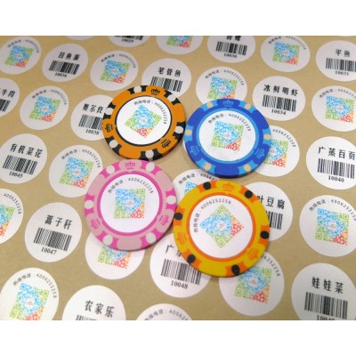 Running number stickers for poker chip