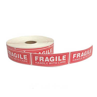 Red Fragile Warning Stickers , Custom Red Color Fragile Label Sticker, Roll Packaged Fragile Label