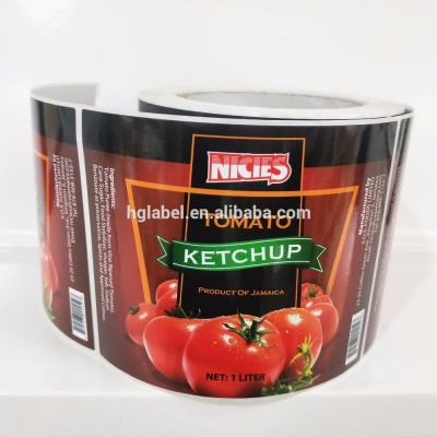 customized ketchup packaging label sticker plastic bottle label printing